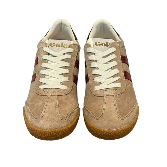 Gola Elan Glitz Trainer Sneaker Womens Size 6 Brown Red Suede Lace Up Shoes NIB - Picture 4 of 11